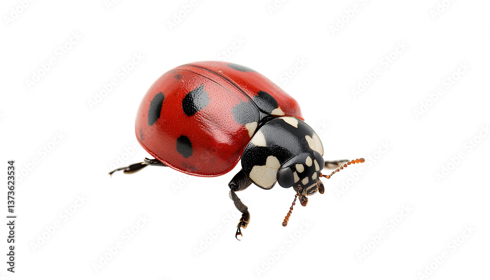 Tiny red ladybug crawling , clipping path - Tiny red ladybug crawling , clipping path -