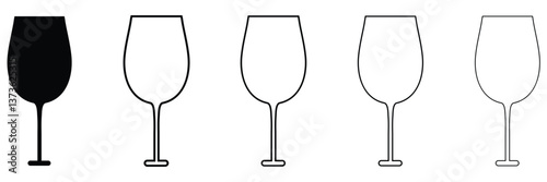 Silhouettes various alcohol cocktail glasses bar set. Black Isolated Glasses of wine, glasses of beer, bar bottles and shot glasses .Vector Illustration . EPS 10 .