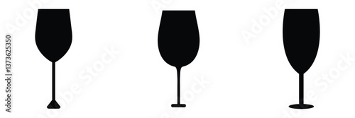 Silhouettes various alcohol cocktail glasses bar set. Black Isolated Glasses of wine, glasses of beer, bar bottles and shot glasses .Vector Illustration . EPS 10 .