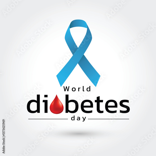 World diabetes Day concept illustrate with the blue circle that is the international symbol and the blood to become diabetes awareness. Important day on 14 November.