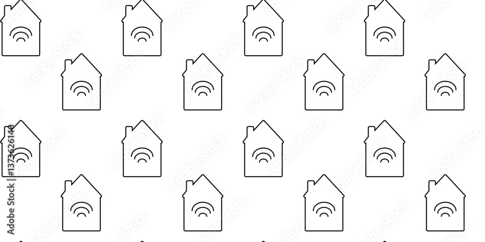 Pattern of houses with wifi symbols on a white background showcasing modern connectivity design Pattern of houses with wifi symbols on a white background showcasing modern connectivity design
