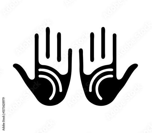 Palm reading icon with hands for palmistry concept