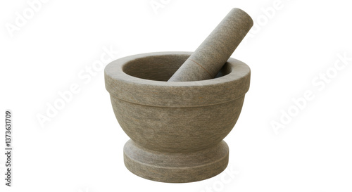 Isolated Stone Mortar and Pestle