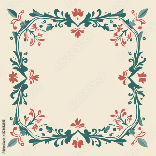 Wallpaper Mural Charming floral border design with blue and red flowers on a soft background Torontodigital.ca