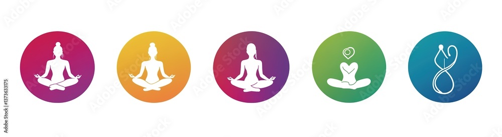 5 round icons in the same colour gradient 5 round icons in the same colour gradient