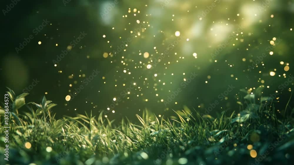 A serene, close-up video of grass with floating particles, captured from a low angle, creating a dreamy, ethereal atmosphere with soft lighting. Live desktop wallpaper. A serene, close-up video of grass with floating particles, captured from a low angle, creating a dreamy, ethereal atmosphere with soft lighting. Live desktop wallpaper.
