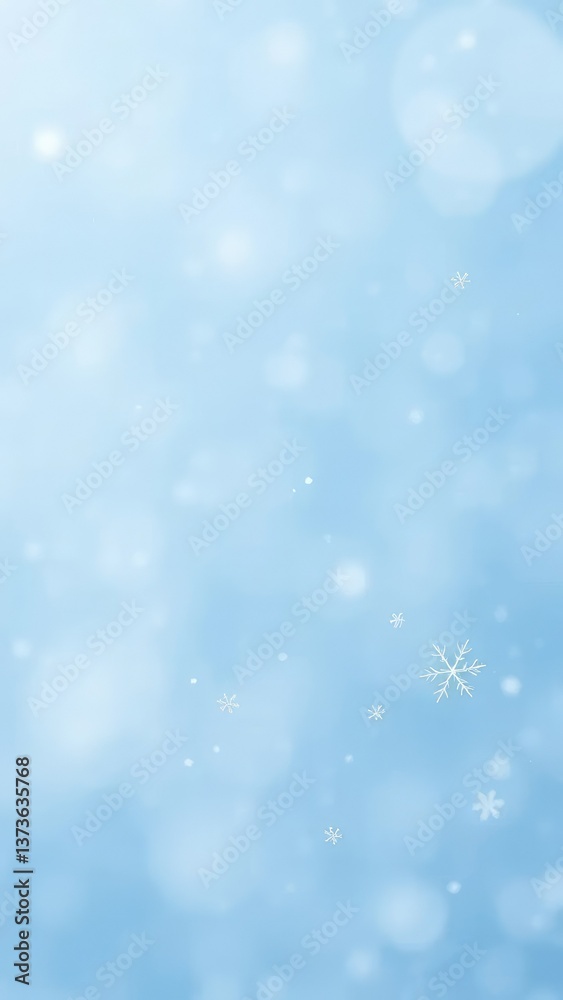 Delicate snowflakes float on a gradient of icy blues and whites, delicate flakes, gradient colors, serene nature Delicate snowflakes float on a gradient of icy blues and whites, delicate flakes, gradient colors, serene nature