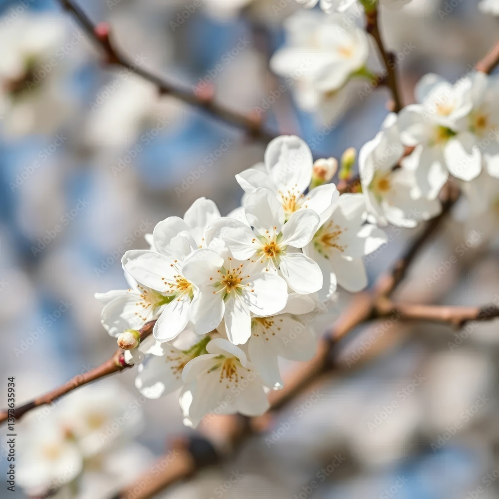 Delicate white blossoms on apricot tree branches, blossom, flowers Delicate white blossoms on apricot tree branches, blossom, flowers