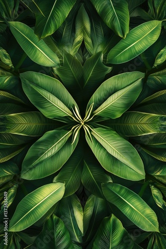 Wallpaper Mural Close-up image of vibrant green tropical leaves with natural bokeh effect. Torontodigital.ca