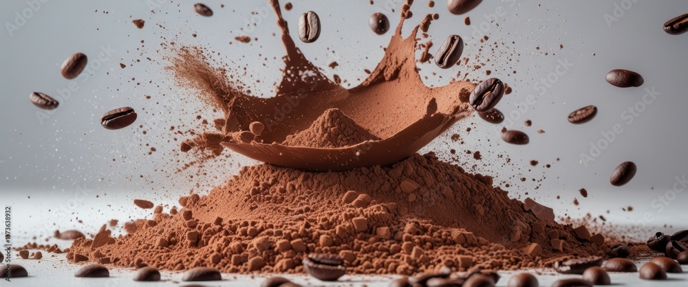 Fototapeta premium enchanting giraffe powder pouring into coffee beans