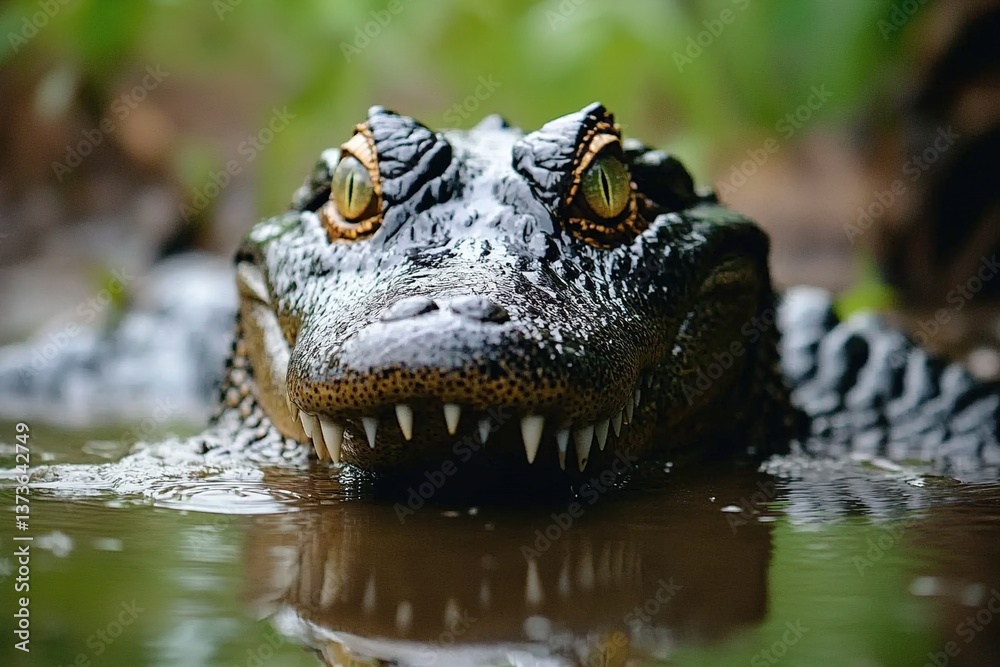 mysterious presence of an alligator in a swamp represents creature's tranquility subtle disturbances it creates on water's surface and harmonious cohabitation of top predators and other animals in swa mysterious presence of an alligator in a swamp represents creature's tranquility subtle disturbances it creates on water's surface and harmonious cohabitation of top predators and other animals in swa