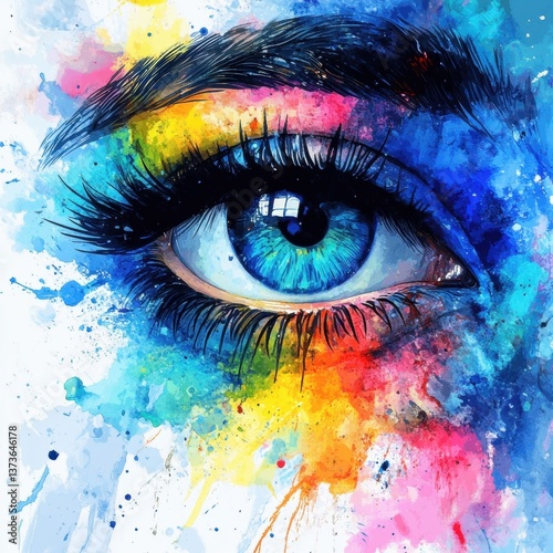 An artistic representation of a brain with colorful paint splashes symbolizing creativity and imagination
