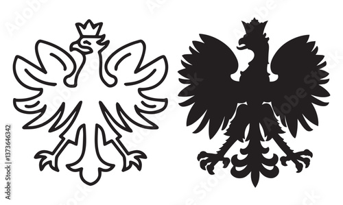 White eagle - national symbol of Poland - thin line style vector icon. vector eps file