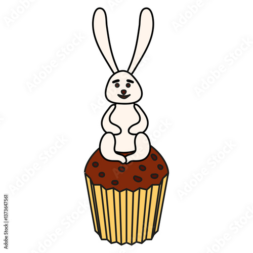 Easter bunny cake color icon. Cartoon sweet egg bakery food pictogram