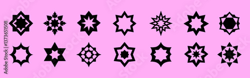 Geometric star shapes pattern, isolated element set vector