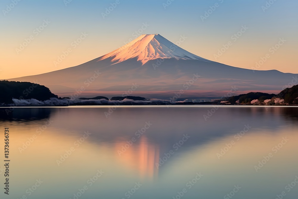 Fototapeta premium View of Mount Fuji and Lake Kawaguchi, Japan