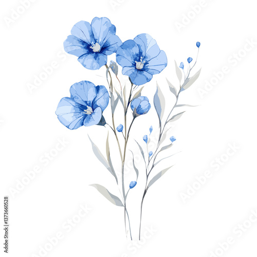 Obraz na płótnie Watercolor blue wildflower flowers illustration art vector w salonie