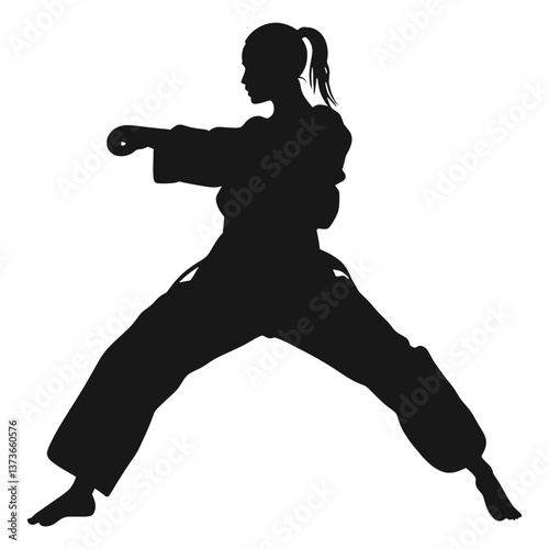 Taekwondo silhouette karate woman vector