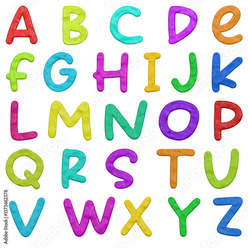 3D Clay Uppercase Alphabet Colorful Soft Sculpted Font