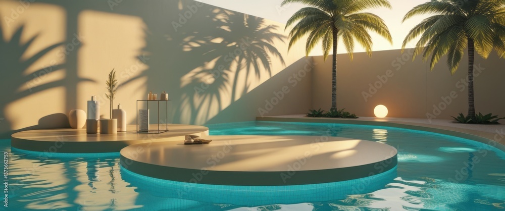 serene pool oasis with table and chairs for relaxation serene pool oasis with table and chairs for relaxation