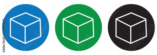 Cube icon Building blocks line icon set. Outline symbol of toys and construction. Editable stroke flat on white background design eps 10 
