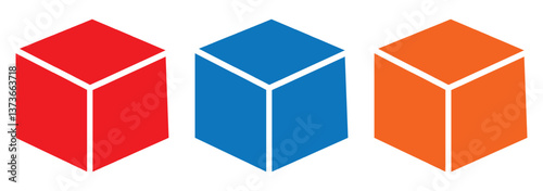 Sugar cubes icon set. Ice cube vector illustration. Square dice outline symbol isolated. EPS 10 