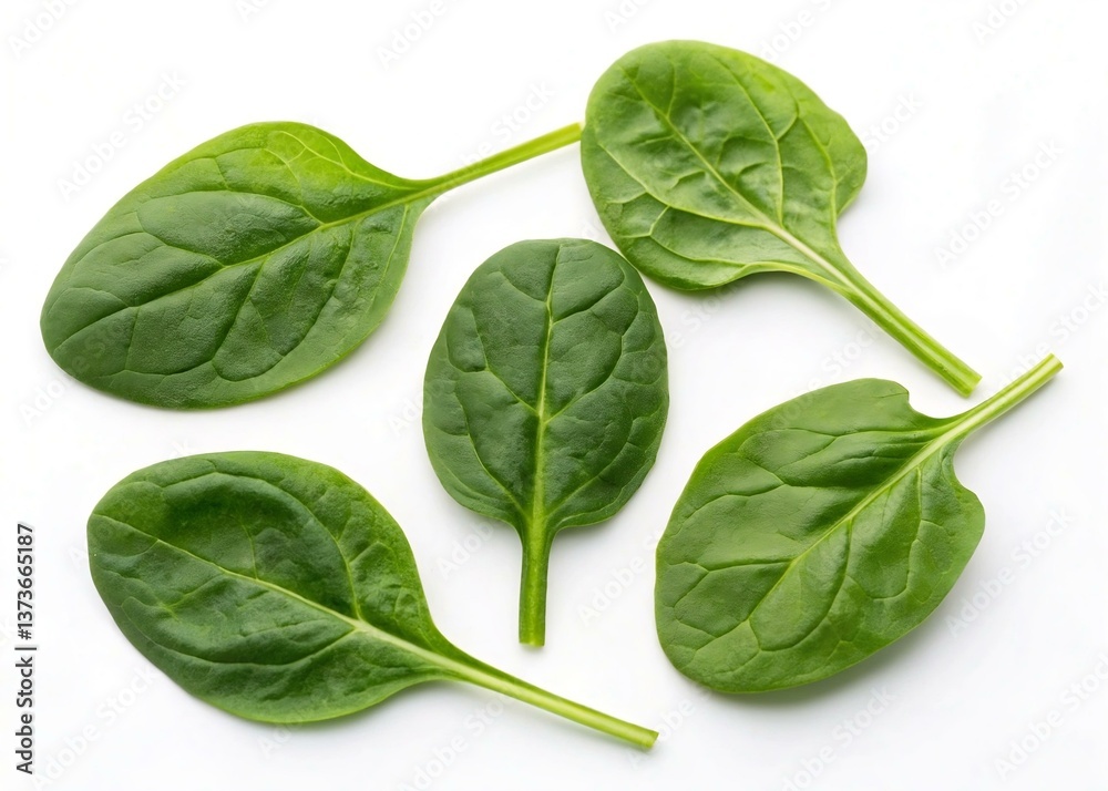 Fototapeta premium Fresh Green Spinach Leaves Isolated on White Background