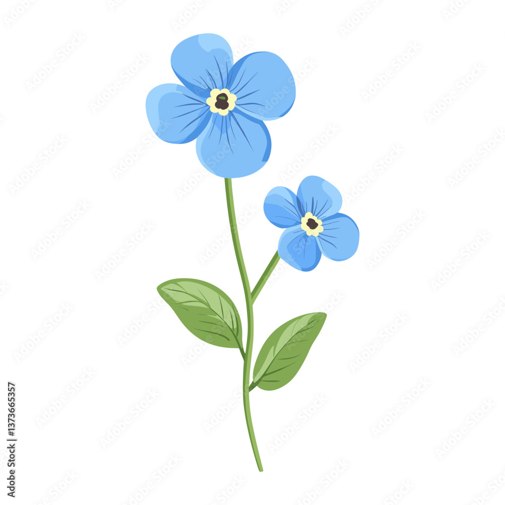 Naklejka premium A Baby blue wildflower clip art illustration design asteraceae vector
