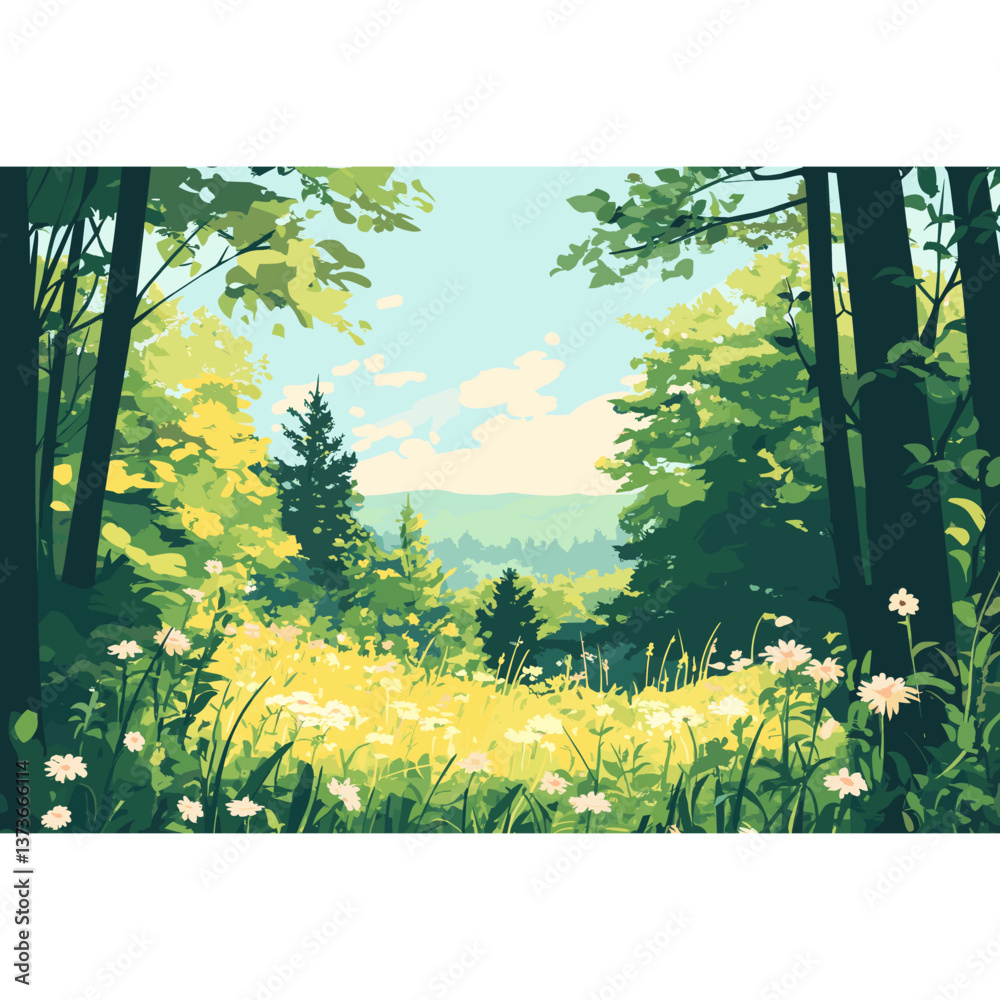 Forest background illustration landscape scenery vector