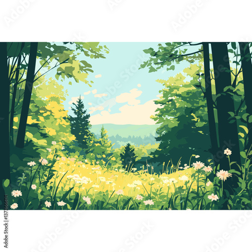 Obraz na płótnie Forest background illustration landscape scenery vector w salonie