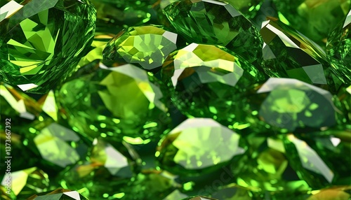 Green peridot gemstones, crystal background wallpaper - seamless pattern / tile