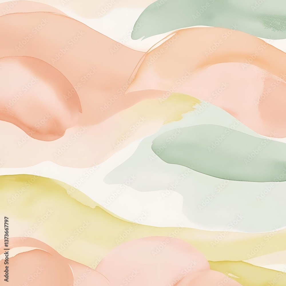 Gentle watercolor-inspired abstract pattern with soft blending of peach, mint green, and pale yellow
Gentle watercolor-inspired abstract pattern with soft blending of peach, mint green, and pale yellow