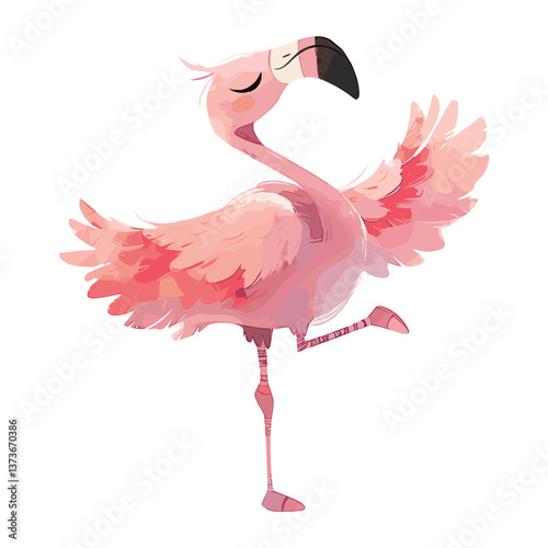 Flamingo with Dancing illustration dancing bird vector