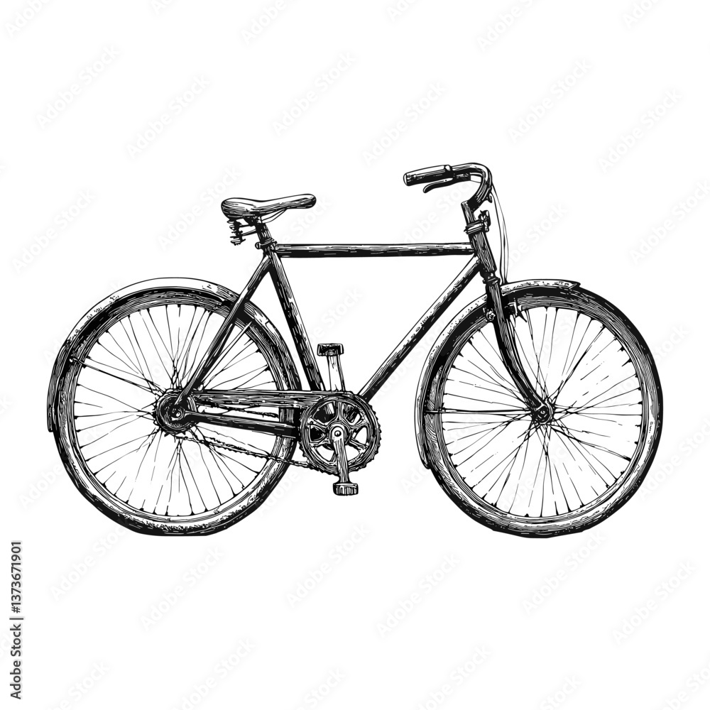 Fototapeta premium Bicycle vintage bicycle black white vector