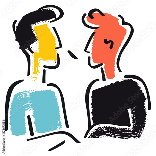 2 finance men talking business concept impressions art conversation illustration vector