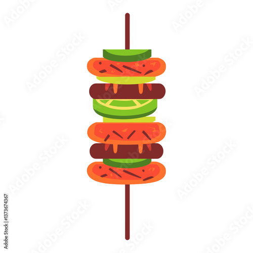 Bacon sausage BBQ illustration colorful design vector