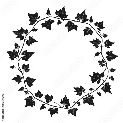 Ivy vines leaves wreath leaf illustration silhouette vector