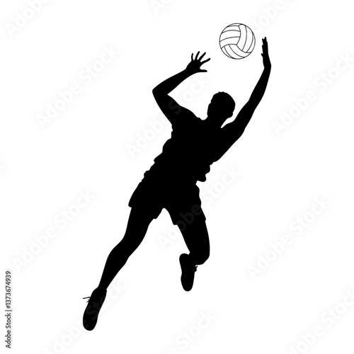 Volleyball player silhouette illustration jumping vector