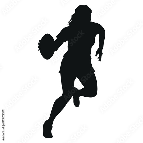 Woman rugby player silhouette illustration black vector