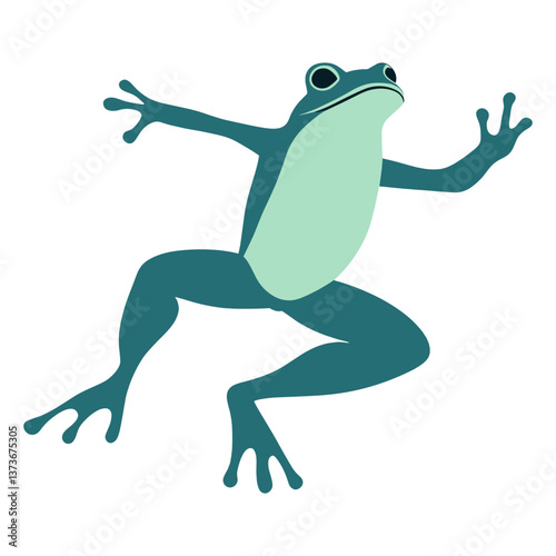 Mint Green Frog Leaping frog illustration animal vector