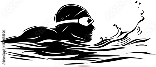 Swimmer Silhouette Graphic