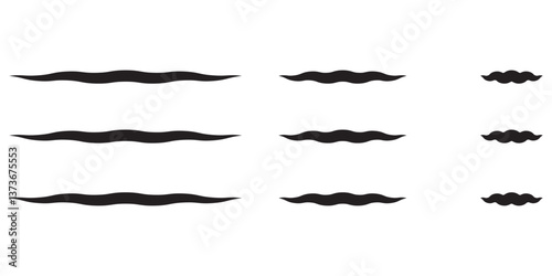 Doodle wind line sketch set. Hand drawn doodle wind motion, air blow, swirl elements. Sketch drawn air blow motion, smoke flow art, abstract line. EPS 10 