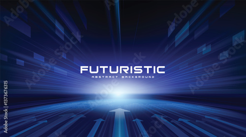 Futuristic Abstract Background with blue light ray and speedline for backdrop of technology.