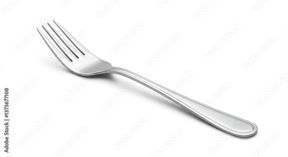 Silver Dinner Fork on White Background Silver Dinner Fork on White Background