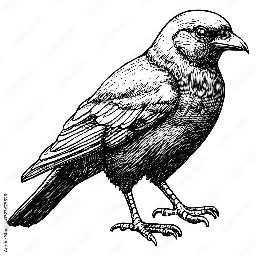 Obraz premium Raven art drawing details vector