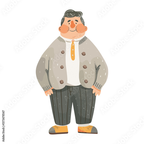 Senior Walker boy illustration character cartoon vector