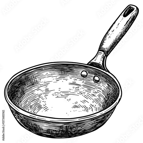 Pan cookware black white vector
