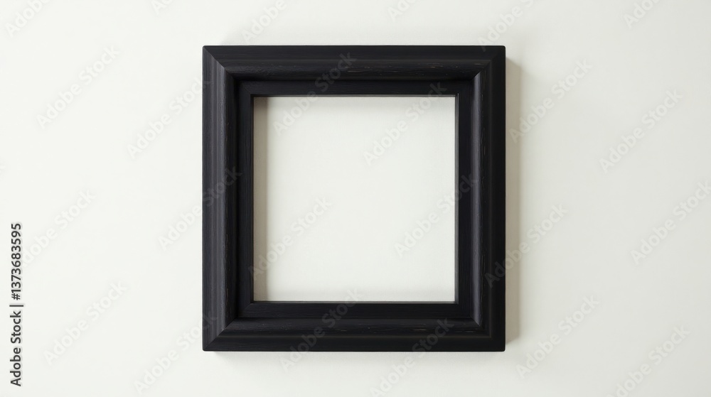 A simple, elegant black picture frame against a minimalist white background, perfect for showcasing your artwork or photography, ready to be filled with cherished memories or inspirational quotes.