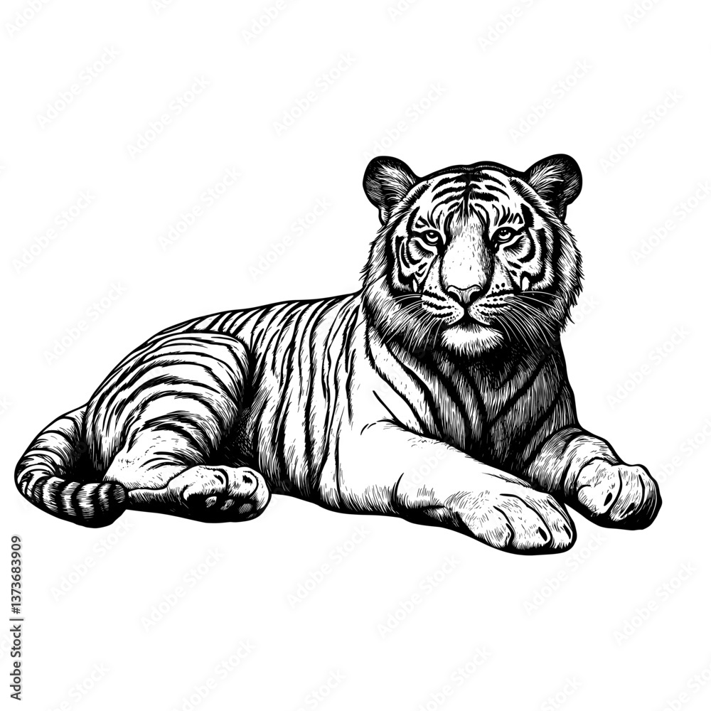 Obraz premium Tiger art wildlife drawing vector