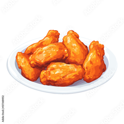 Chicken wings in a plate illustration texture food vector